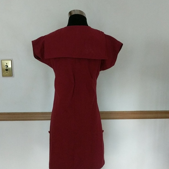 Vintage Maroon heavy Cotton Tunic Top Sailor Collar S - Picture 3 of 9